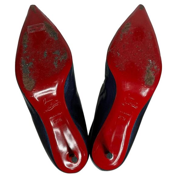 Christian Louboutin Epic Trotta 70MM Blue Metallic Leather Knee High Boots 37.5 - Picture 12 of 14